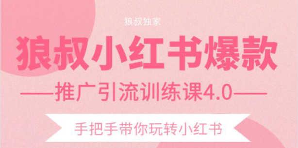 狼叔小红书爆款推广引流训练课4.0 规则/推荐/搜索/收录-888资源网