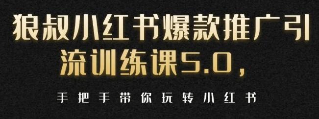 狼叔小红书爆款推广引流训练课5.0-888资源网