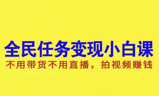 全民任务变现小白课，拍视频赚钱-888资源网